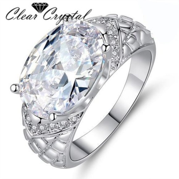 Brilliant Cut CZ Hollow Out Ring in White Gold - Picture 4 of 5